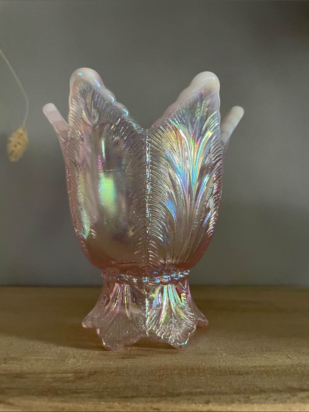 Fenton Iridescent Tulip, Votive, and Taper Candle Holder